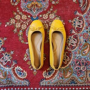 Born Leather Yellow Women's Flats with Bow Accent